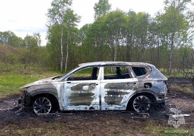 В  Смоленской деревне сгорел Hyundai Santafe